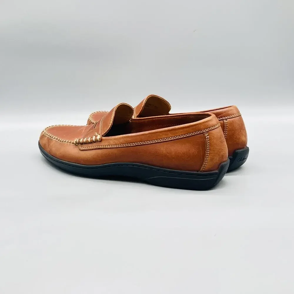 Cole Haan Shoes Men 9 Brown Leather Penny Loafers Moc Toe Slip On Casual Comfort